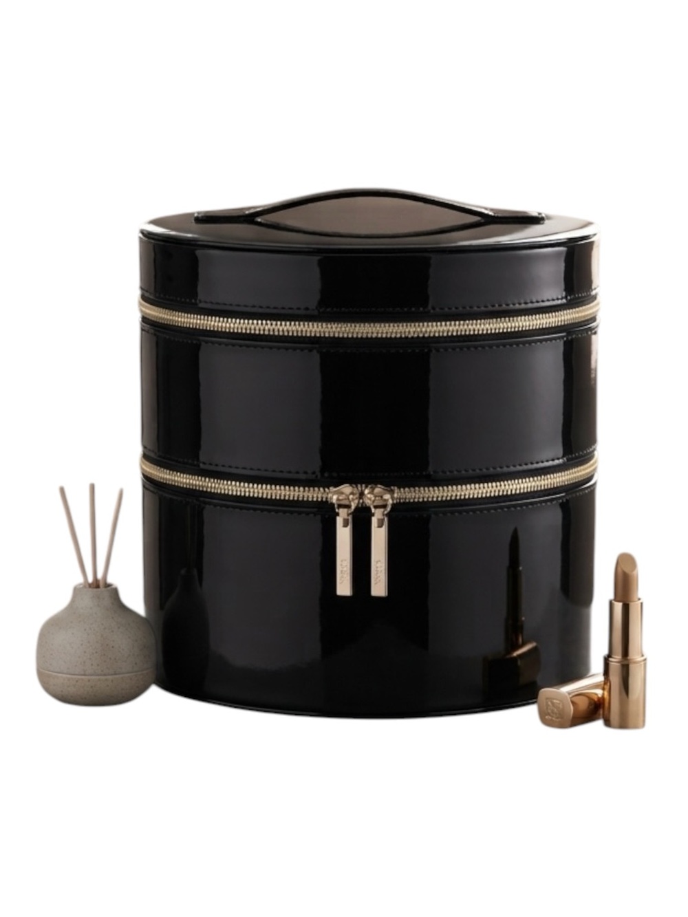 Lancome Holiday Glam Beauty Train Case Black Makeup Box